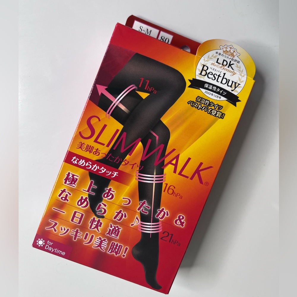 Slimwalk Beautiful Legs Warm Tights Slow Touch Black compression SM from Japan
